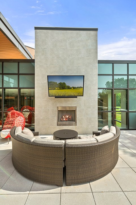 Large fire-pit and seating at Keva Flats in Exton